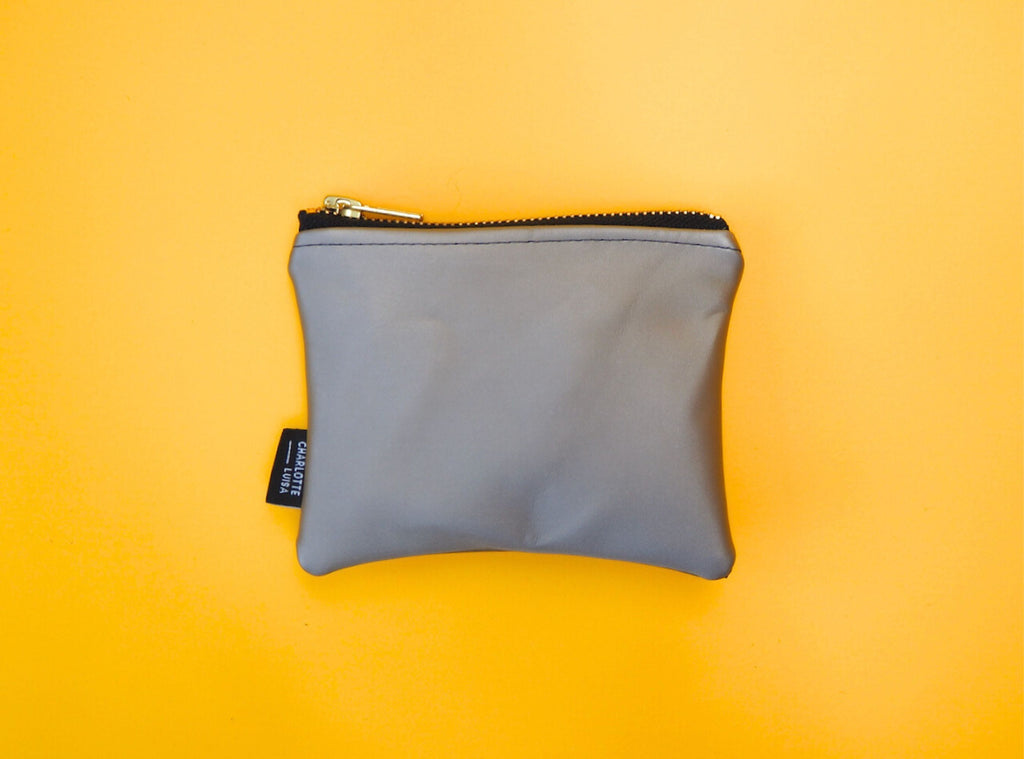 silver faux leather zip purse